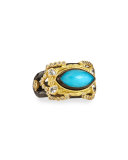 Carved Marquise Blue Turquoise Ring