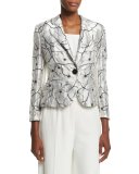 One-Button Floral Jacket, Off White
