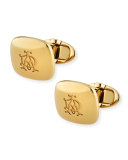 Gold-Plate Logo Cushion-Cut Cuff Links