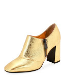 Metallic Side-Zip 85mm Bootie, Light Gold