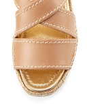 Crisscross Leather Espadrille Sandal, Natural