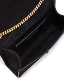 Monogram Small Suede Fringe Shoulder Bag, Black