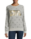 Metallic-Logo Evil Eye Sweatshirt, Heather Gray
