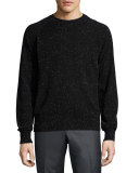 Donegal Cashmere Long-Sleeve Sweater, Black
