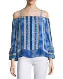 Dipsy Cold-Shoulder Printed Blouse, Olympos