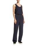 Pleated Crepe Pull-On Trousers, Bleached