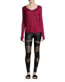 Wave Long-Sleeve Sport Top, Burgundy