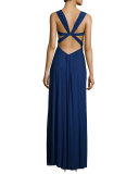 Sleeveless Knotted Chiffon Dress, Navy