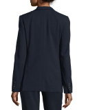 Textured One-Button Jacket, Navy Blue