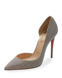 Iriza Glitter 100mm Red Sole Pump, Silver/Gold