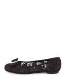 Varina Lace Bow Ballerina Flat, Black (Nero)