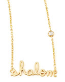 Shalom Necklace with Diamond, Golden