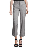 Cropped Tweed Wide-Leg Pants, Gray