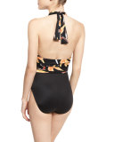 Yves Floral Halter One-Piece Swimsuit