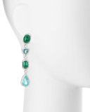 18K White Gold Emerald & Paraiba Earrings with Diamonds