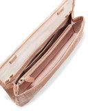 Gotham Crocodile Flap Clutch Bag, Nude Matte