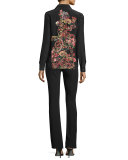 Studded Lace-Up Boot-Cut Pants, Black