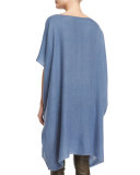 Shells Half-Sleeve Cashmere Tunic Top, Dusty Blue