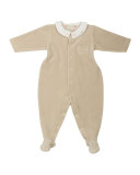 Long-Sleeve Collared Velour Footie Pajamas, Size 1-6 Months