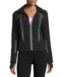 Wind-Resistant Colorblock Jacket, Black