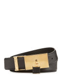 100mm Padlock-Buckle Leather Belt
