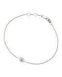 Mini Diamond Evil Eye Bracelet, White Gold