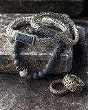 Men's Classic Chain Black Sapphire Station Clasp Bracelet