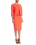 Sleeveless Jewel-Neck Sheath Dress, Persimmon