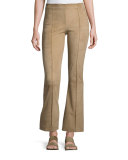 Beca Lambskin Suede Flare-Leg Pants, Sand 