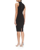 Sleeveless Turtleneck Sheath Dress, Black