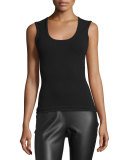 Scoop-Neck Knit Tank, Black