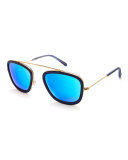 Huey Mirrored Aviator Sunglasses, Navy 24K/Blue