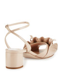 Ruffled Patent 45mm Sandal, Cipria
