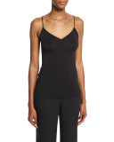 Demi V-Neck Fitted Tank, Black