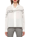 Goodwood Printed Silk Blouse, Moonstone