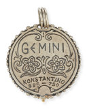 Gemini Carved Zodiac Pendant with Diamond