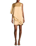Kayla Draped One-Shoulder Dress, Sand