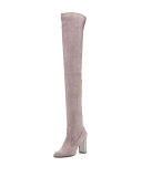 Suede 90mm Over-the-Knee Boot, Gray