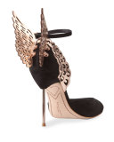 Evangeline Angel Wing d'Orsay Pump, Black/Rose Gold