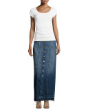 The Sally Denim Button-Front Maxi Skirt, Loved