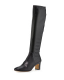 Jam Leather Block-Heel Knee Boot, Black