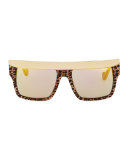 Shady Sunglasses with Visor, Glitter Leopard