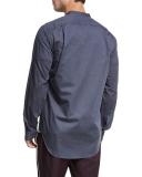 Band-Collar Cotton Shirt