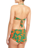 Minorca Printed Twisted Bandeau Swim Top, Athena/Green