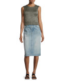 Cropped Silk Shell Tank, Thyme