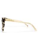 Pools and Palms Notched Square Sunglasses, White Tortoise
