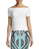 Off-The-Shoulder Bandage Top, Alabaster