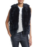 Reversible Zip-Front Fur Vest, Navy