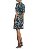 Holly Elbow-Sleeve Dress, Green