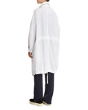 Long Cotton Twill Anorak, White